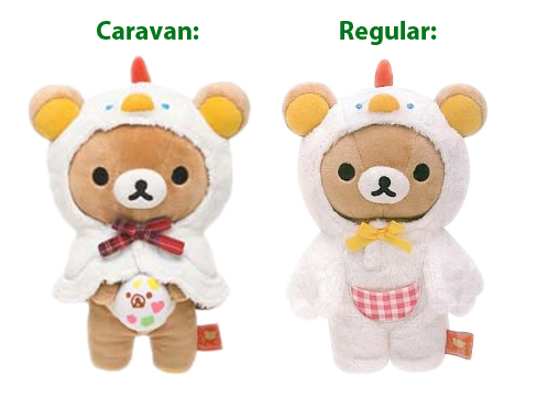 Caravan versus Normal Chicken Rilakkuma comparison