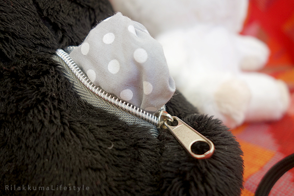 モノクロリラックマ - ぬいぐるみ - 白と黒を基調 - Monochrome Series - Rilakkuma Plush - Black and White Rilakkuma - black Rilakkuma zipper detail